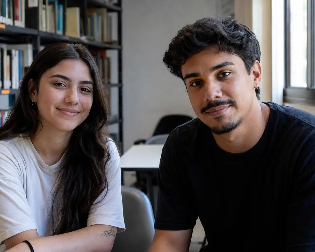 Duas participantes lado a lado revendo as anotações que sobraram da rodada passada